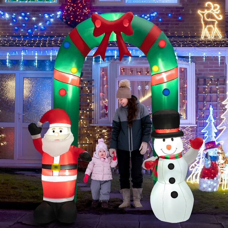 Gymax 8FT Tall Inflatable Archway Christmas Welcoming Decor w/ Bright - See Details