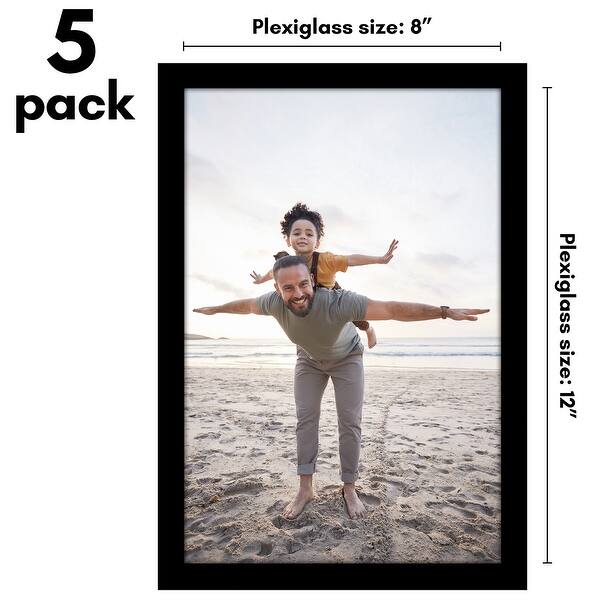 dimension image slide 12 of 22, Americanflat 5 Pack of Picture Frames with Mat - Plexiglass Cover