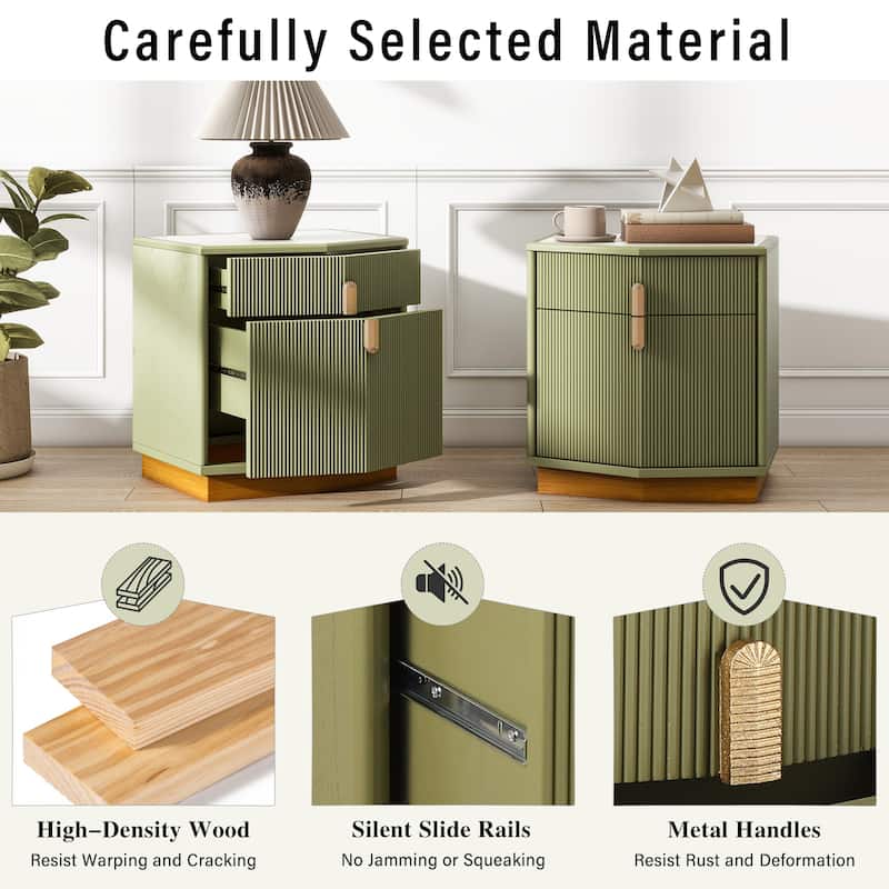 Christopher Knight Home - Silvio Nightstand with Manufactured Wood and Prism Silhouette
