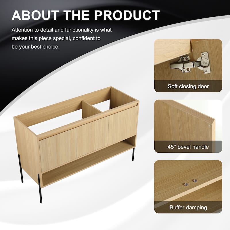 48" Freestanding Bathroom Vanity & 3 Soft-Close Cabinet Doors -Excluding Sink