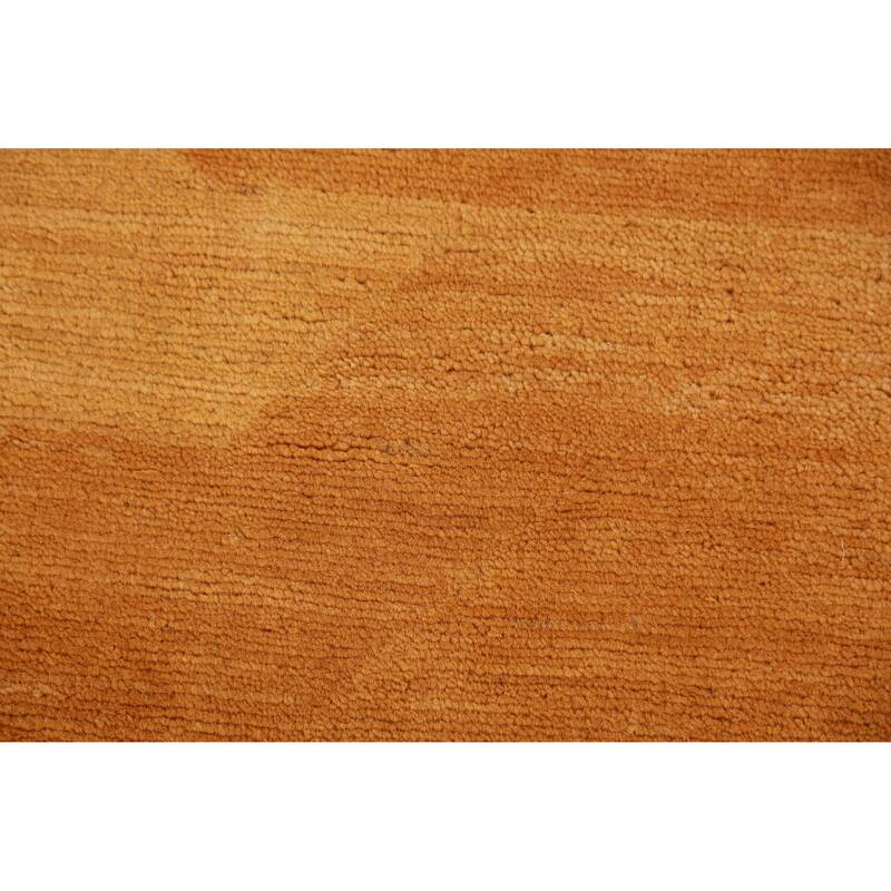 Yellow Gold Modern Gabbeh Oriental Rug Hand-Knotted Wool Carpet - 3'5" x 4'10"