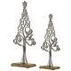 preview thumbnail 4 of 4, Starry Trees Metal Christmas Decorations - 18.5" - Silver - Set of 2