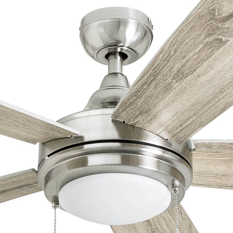 52" Honeywell Ventnor Brushed Nickel Modern Farmhouse Indoor LED Ceiling Fan with Light, Pull Chain