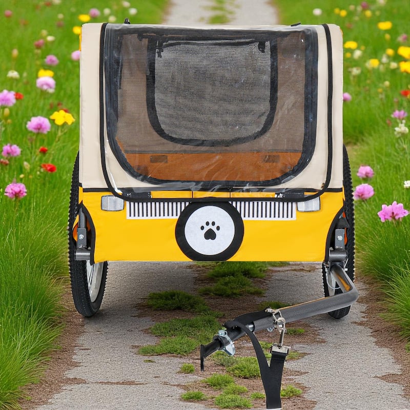 Large Folding Dog Bike Trailer - Heavy Duty Steel Frame Pet Bicycle Carrier with 20-Inch Wheels, 88LB Capacity