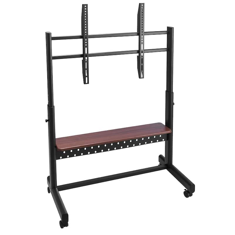 Mobile TV Cart for 55-100 Inch Displays, Height Adjustable, Swivel Wheels - 39.17 x 18.23 x (62.24 - 54.29) in