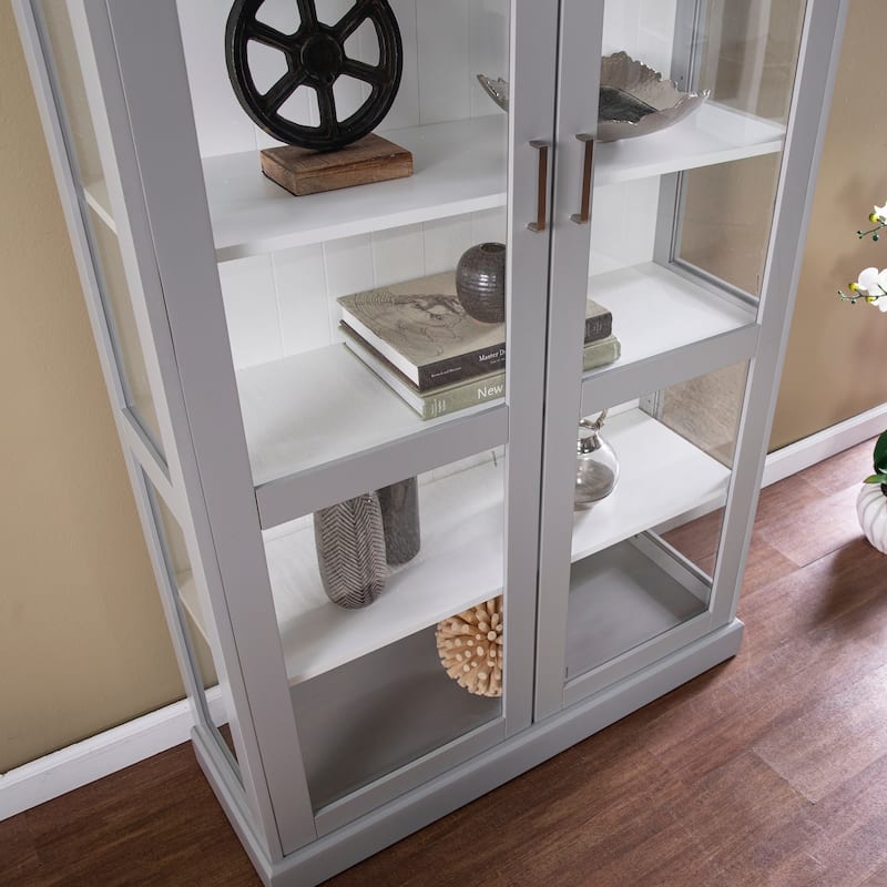 SEI Furniture Barhugh Transitional Gray Wood Curio Cabinet