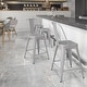 preview thumbnail 65 of 97, 24'' High Metal Indoor-Outdoor Counter Height Stool with Back Silver