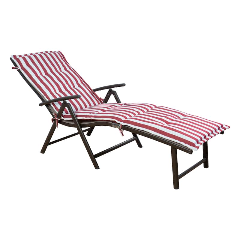 Kozyard Cozy Aluminum Beach Yard Pool Folding Reclining 7 Adjustable Chaise Lounge Chair with Cushion - Red