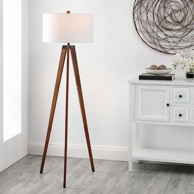 SAFAVIEH Lighting Macel 62-inch Floor Lamp - 19" W x 19" D x 62" H - Walnut - 19Wx19Dx62H