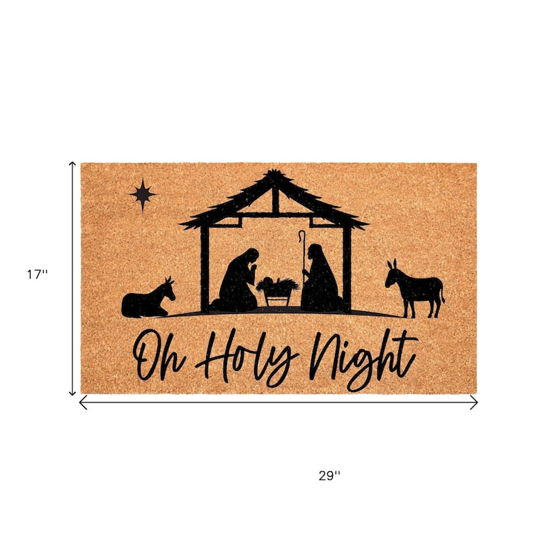 HomeRoots 17" X 29" Brown And Black Christmas Outdoor Coir Door Mat - 17.00' X '29.00