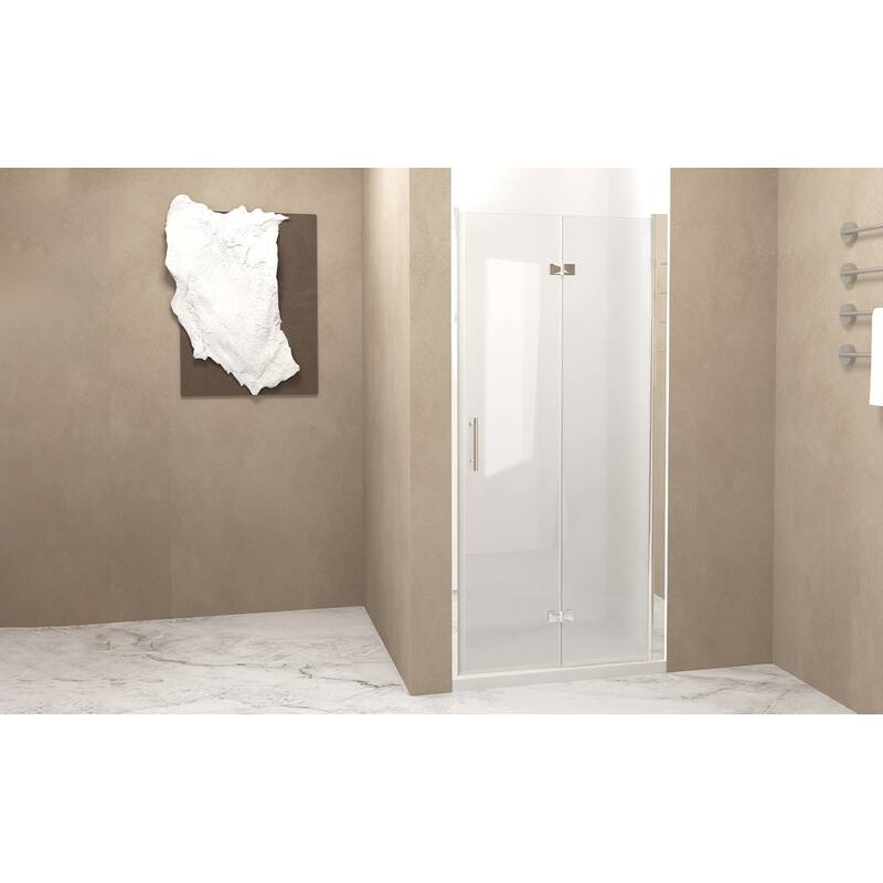 33-32 "x 72" Bifold Shower Door, 1/4"(6mm) Tempered Glass, Chrome Aluminum Frame, Explosion Proof Film