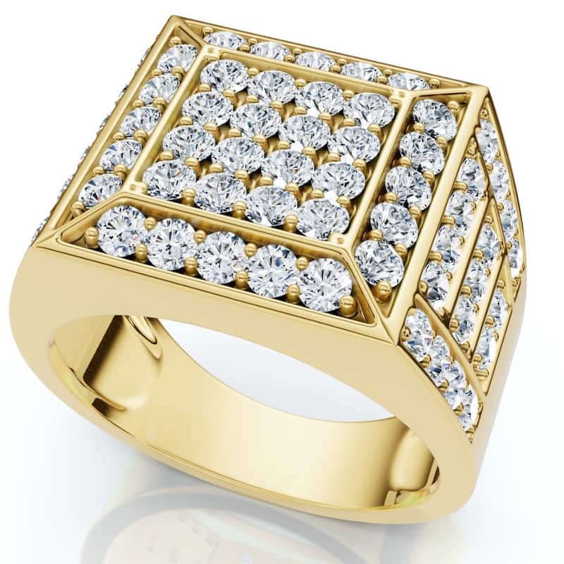 Men's 3Ct Square Diamond Fashion Pinky Ring Gold Lab Grown