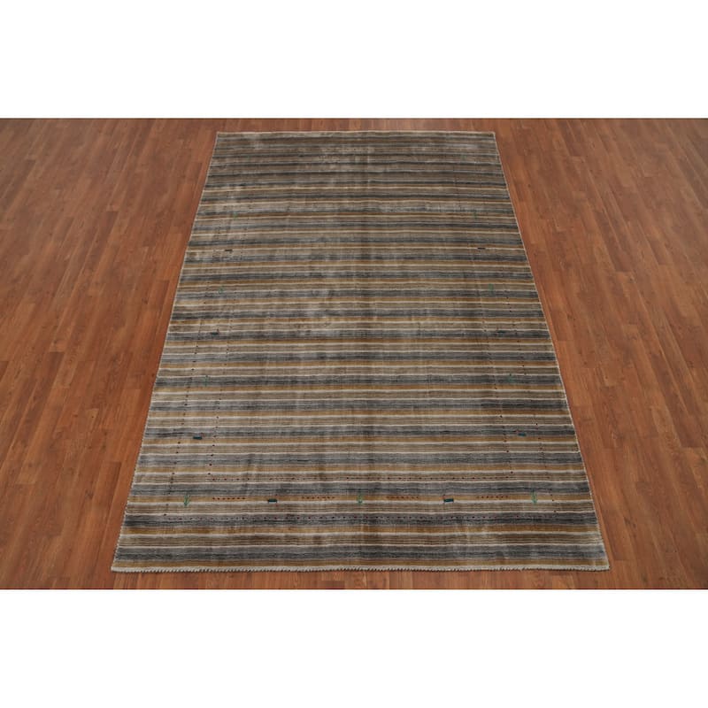 Hand Knotted Oriental 100% Wool Carpet Tribal Animal Pictorial Multi-Colored Gabbeh Area Rug - 8' 11'' X 6' 0''