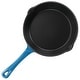 preview thumbnail 3 of 5, 8 Inch Round PreSeasoned Dual Pour Spout Enameled Cast Iron Frying Pan in Ocean Blue