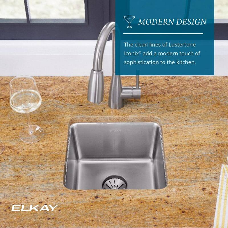 Elkay ELUHH1616TPDBG Lustertone Iconix 18-1/2" Undermount Single Basin - Stainless Steel