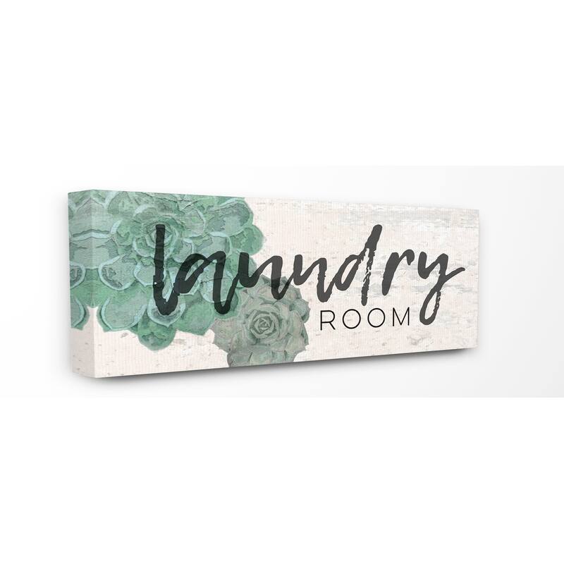 Stupell Laundry Room Succulents Soft Paper Look Canvas Wall Art , 10 x 24, Proudly Made in USA - Multi-color