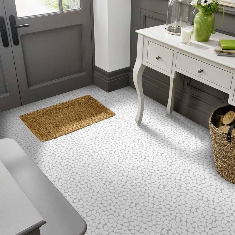 Recycled Cenote Pebble 13x13 Matte Glass Mosaic Tile - Floor, Wall & Backsplash - 1 Sheet (1 Sq. ft.) - Blanco
