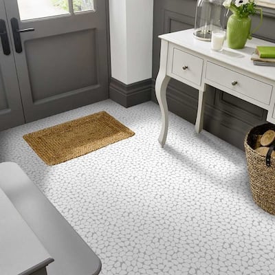 The Tile Life Recycled Cenote Pebble 13x13 Blanco Glass Floor & Wall Tile