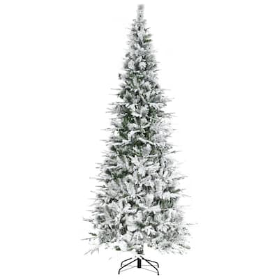 9ft Snow Flocked Artificial Pine Christmas Tree with 1159 Tips - Unlit Realistic Tree, Easy Storage & Assembly