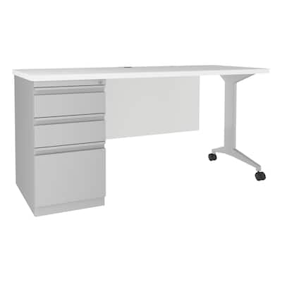 Hirsh Modern Teacher's Desk, Arctic Silver/White