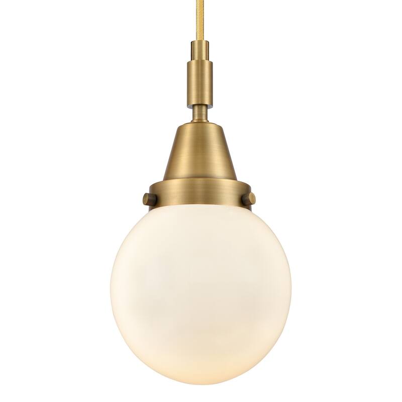 Innovations Lighting 447-1P-G201-6 Beacon 6" Wide Mini Pendant with - Brushed Brass