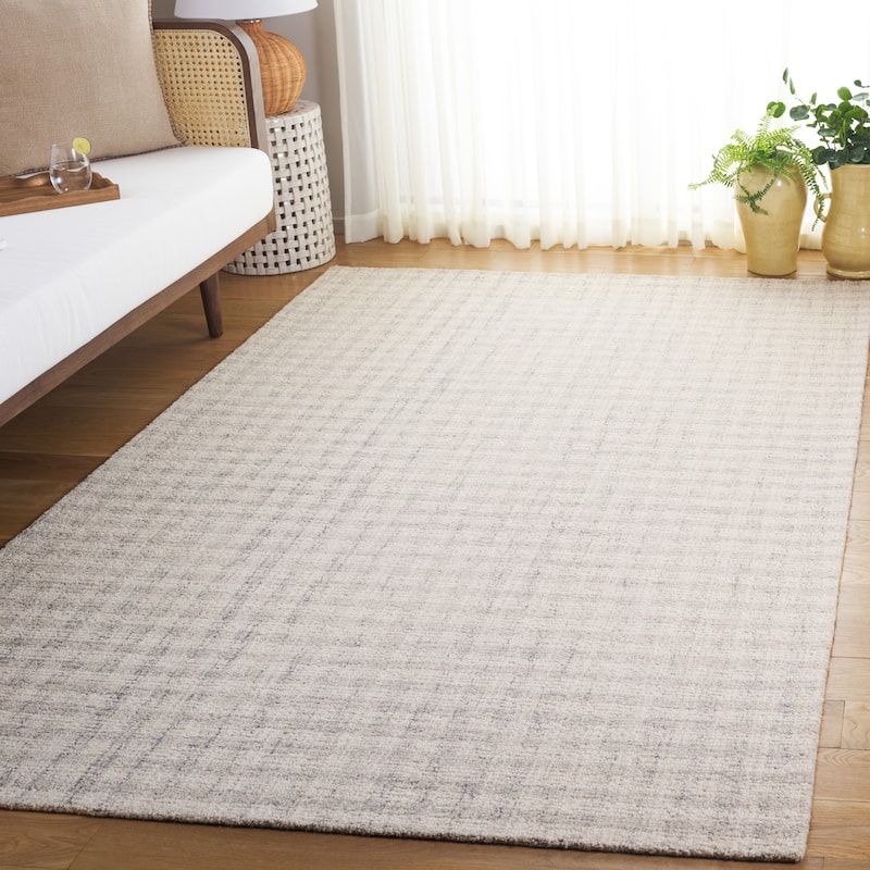 SAFAVIEH Handmade Ebony Katarin Contemporary Wool Rug - 9' x 12' - Light Grey/Ivory - Rectangle