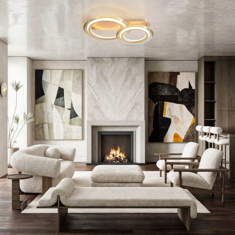 Modern Flats Double-circle Dimmable LED Semi-flush Mount - 26.0 in