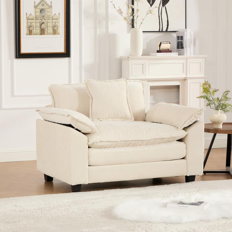 Oversized Single Sofa Chair Chenille Accent Chair Cloud Couch Lounge Chair - Beige