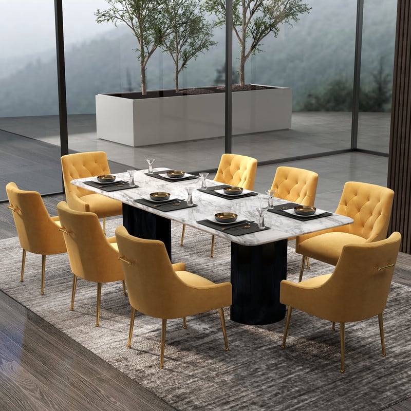 Modern Glam Velvet Dining Chair Set of 8 for Dining Room, Tufted Vanity Chair for Living Room (no table)