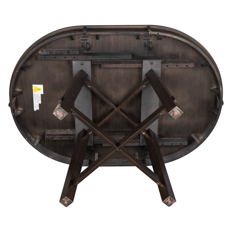 Farmhouse Round Extendable Dining Table with 16" Leaf Wood