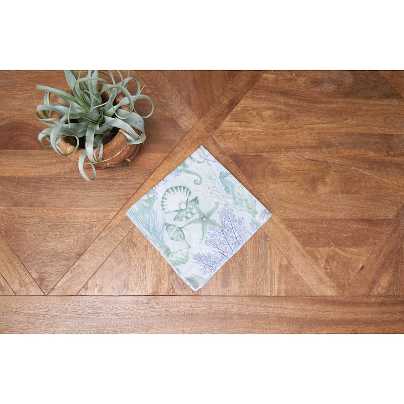 20" Shoreline Waters Cotton Napkins Set of 6 - Nautical Seahorse & Coral