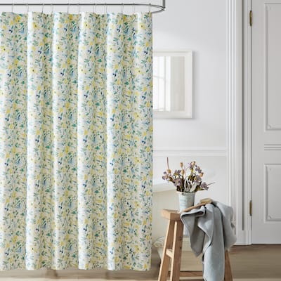 Laura Ashley Nora Cotton Blue Shower Curtain