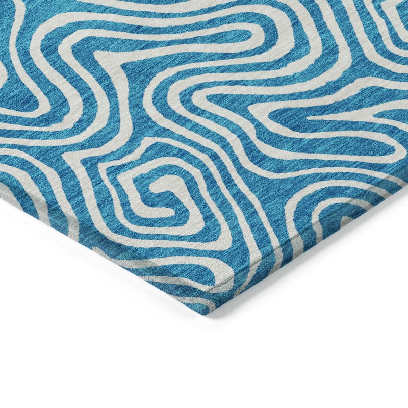 Machine Washable Indoor/ Outdoor Modern Trance Chantille Rug