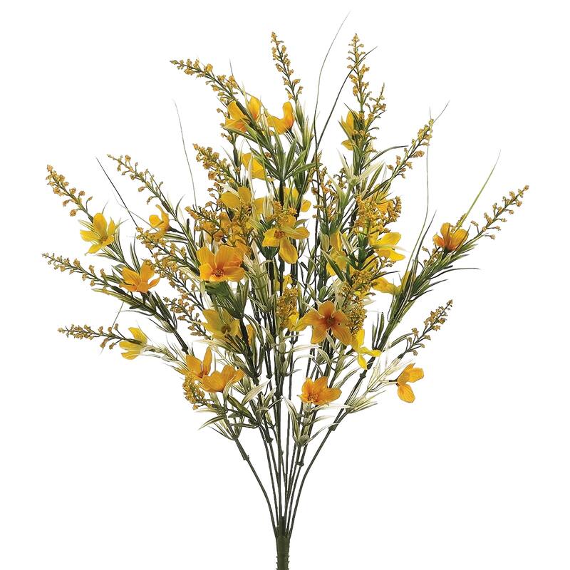 Cosmos and Astilbe Artificial Floral Spray - 22" - Yellow