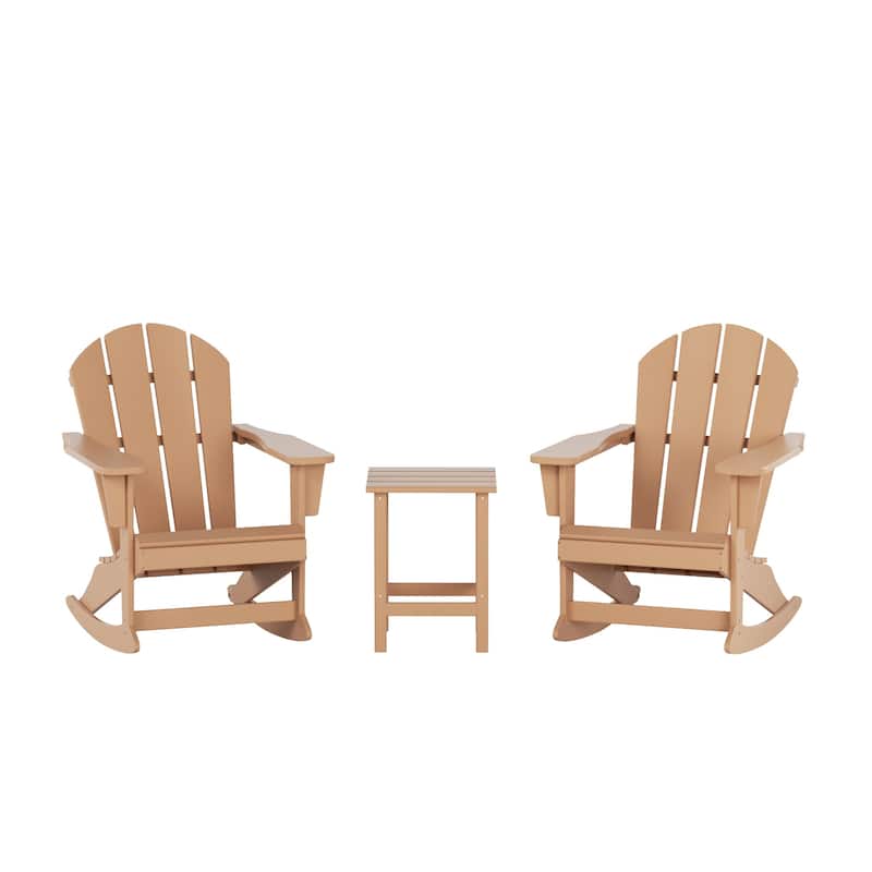 Polytrends Laguna Hdpe All Weather Outdoor Patio Rocking Chairs With Side Table (3-Piece Set)