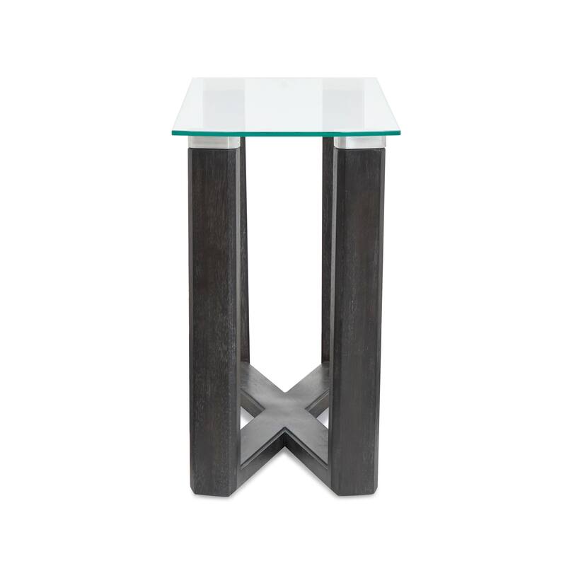 Magnussen Home Wexler Black Truffle And Clear Glass Rectangular Sofa Table - 56''W x 17''D x 28''H