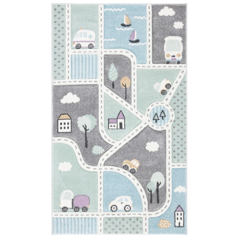 SAFAVIEH Carousel Kids Mihaila Neighborhood Rug - 2' x 3' - Grey/Light Blue - Rectangle