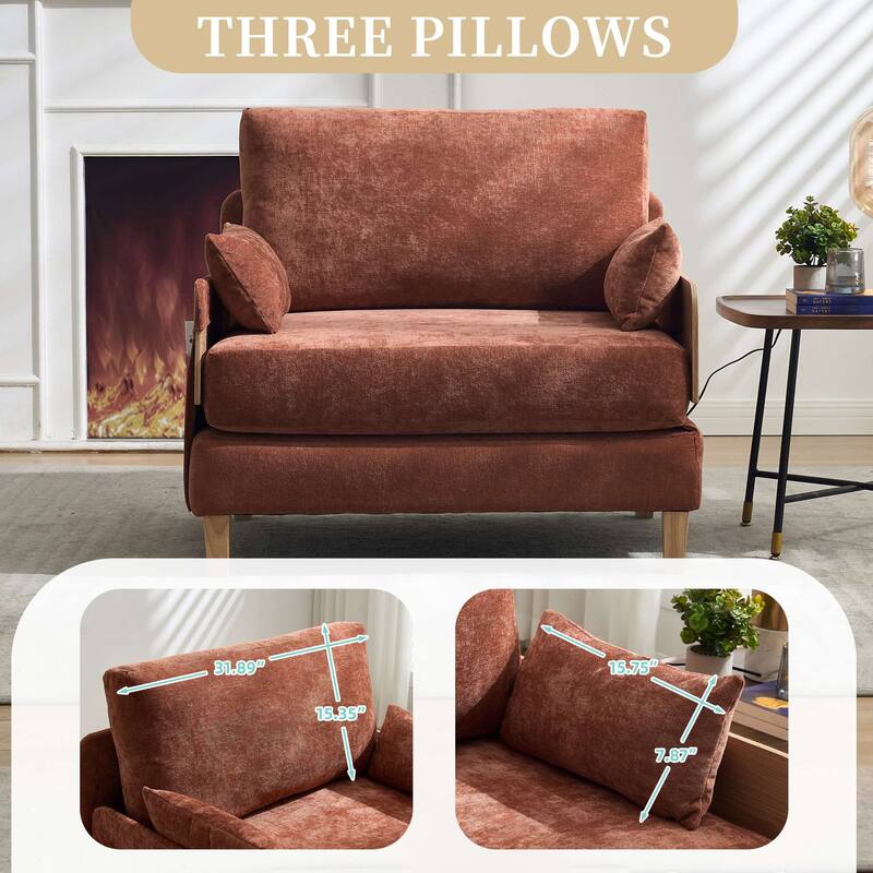 Convertible sofa bed, 3-in-1 convertible with 3 pillows