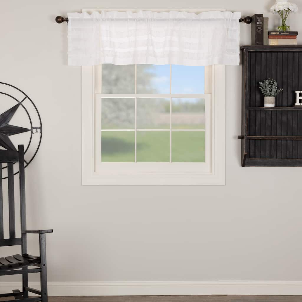 White Ruffled Sheer Petticoat Valance 16x72 - Valance 16x72