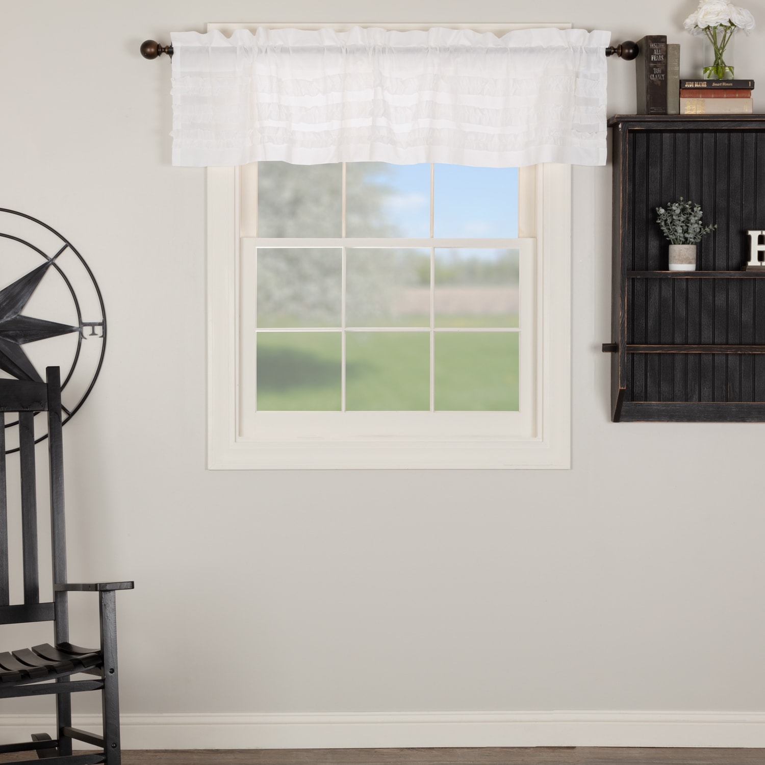 White Ruffled Sheer Petticoat Valance 16x72 - Valance 16x72