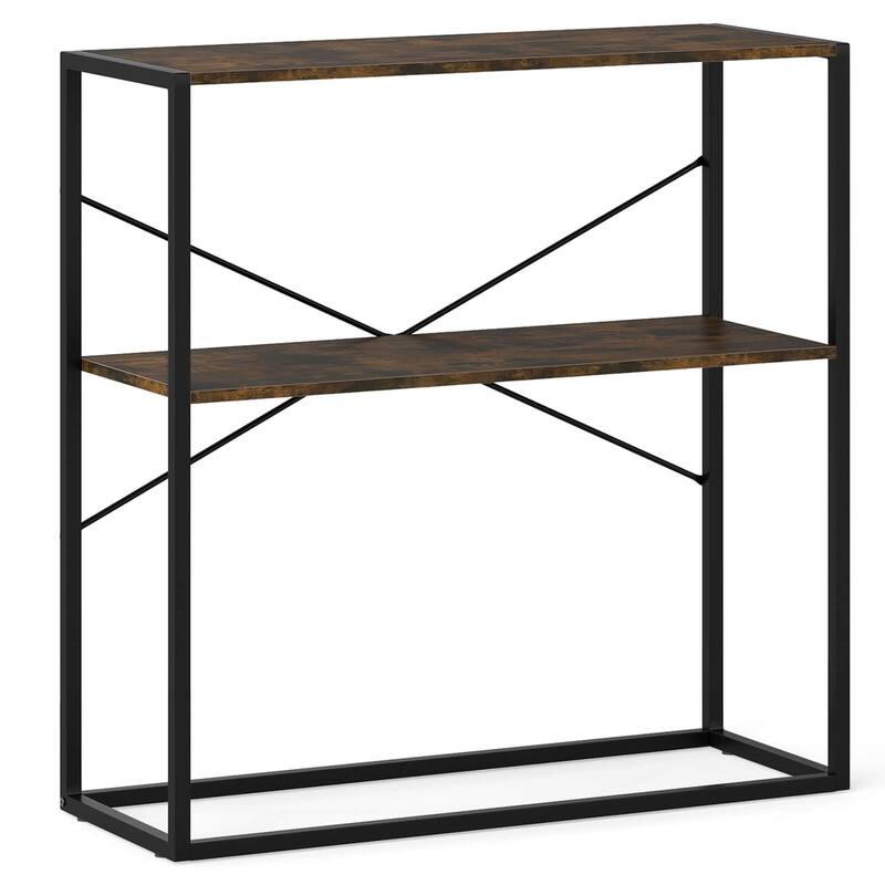 Costway 36” Console Table with Wooden Textured Open Shelves & Metal - See Details
