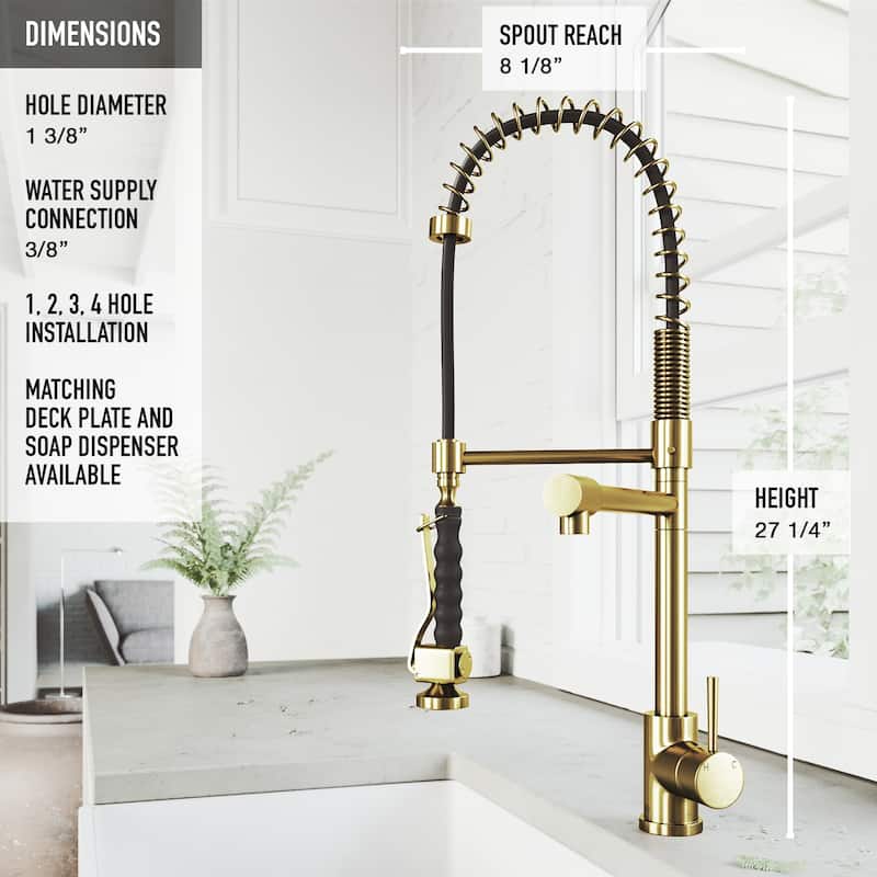 VIGO Zurich 27" H Single Handle Pull-Down Sprayer Kitchen Faucet