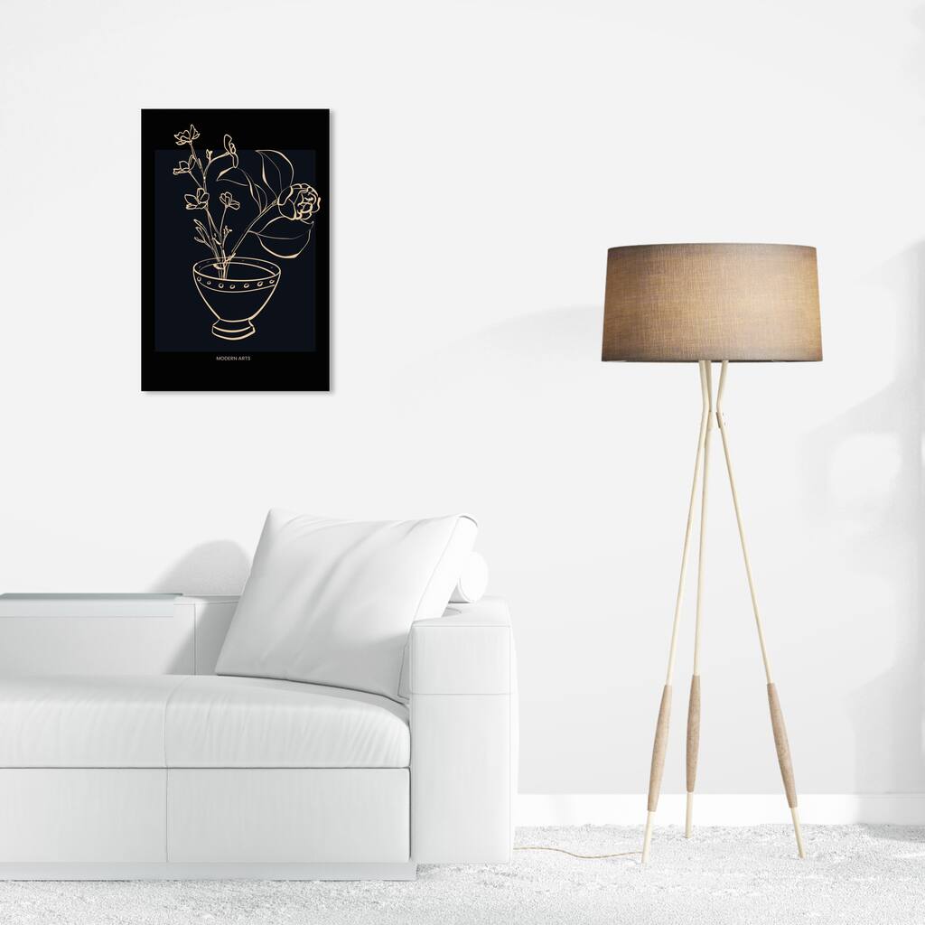 Wynwood Studio Canvas Floral and Botanical Modern Rose Black and Modern & Contemporary Wall Art Canvas Print - Black, White