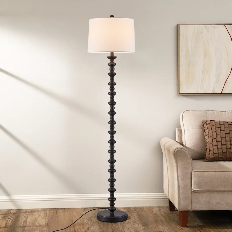 KWOTI 64''H Bronze Traditional Floor Lamp with Drum Shade - On
