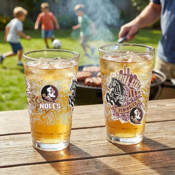 Florida State University 16 oz Pint Glasses, Set of 2 - 16 oz