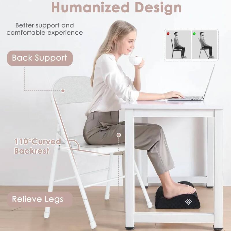 4 Pack Metal Folding Chairs with Padded Cushion and Back, Stackable Fabric Dining Chair Set, Upholstered Commercial Seat
