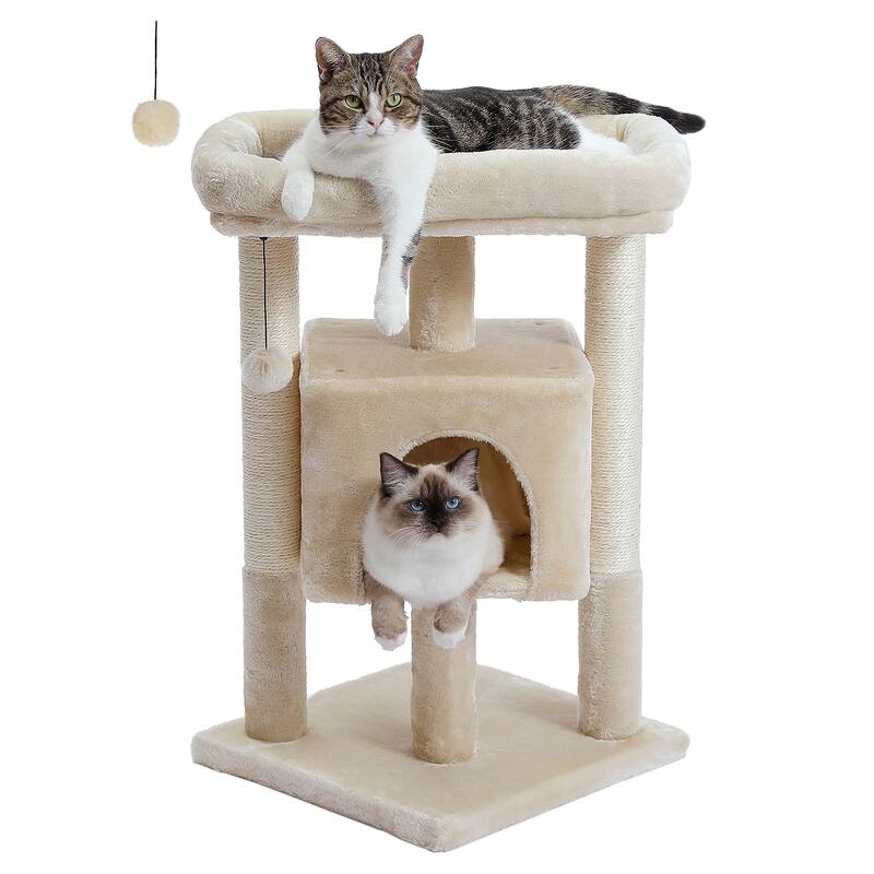 29" Indoor Cat Tree Tower Cat Condo with Scratching Posts & Plush Perch
