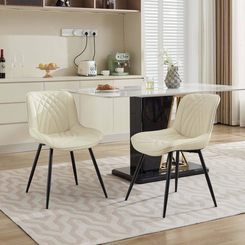 Mid Century Dining Chairs Set of 2 - Cream
