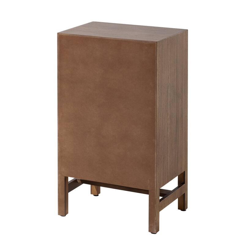 COZAYH 1 Door Farmhouse Storage Cabinet, Rustic Slat Door Cabinet with 2 Shelves, Accent End Table with Storage