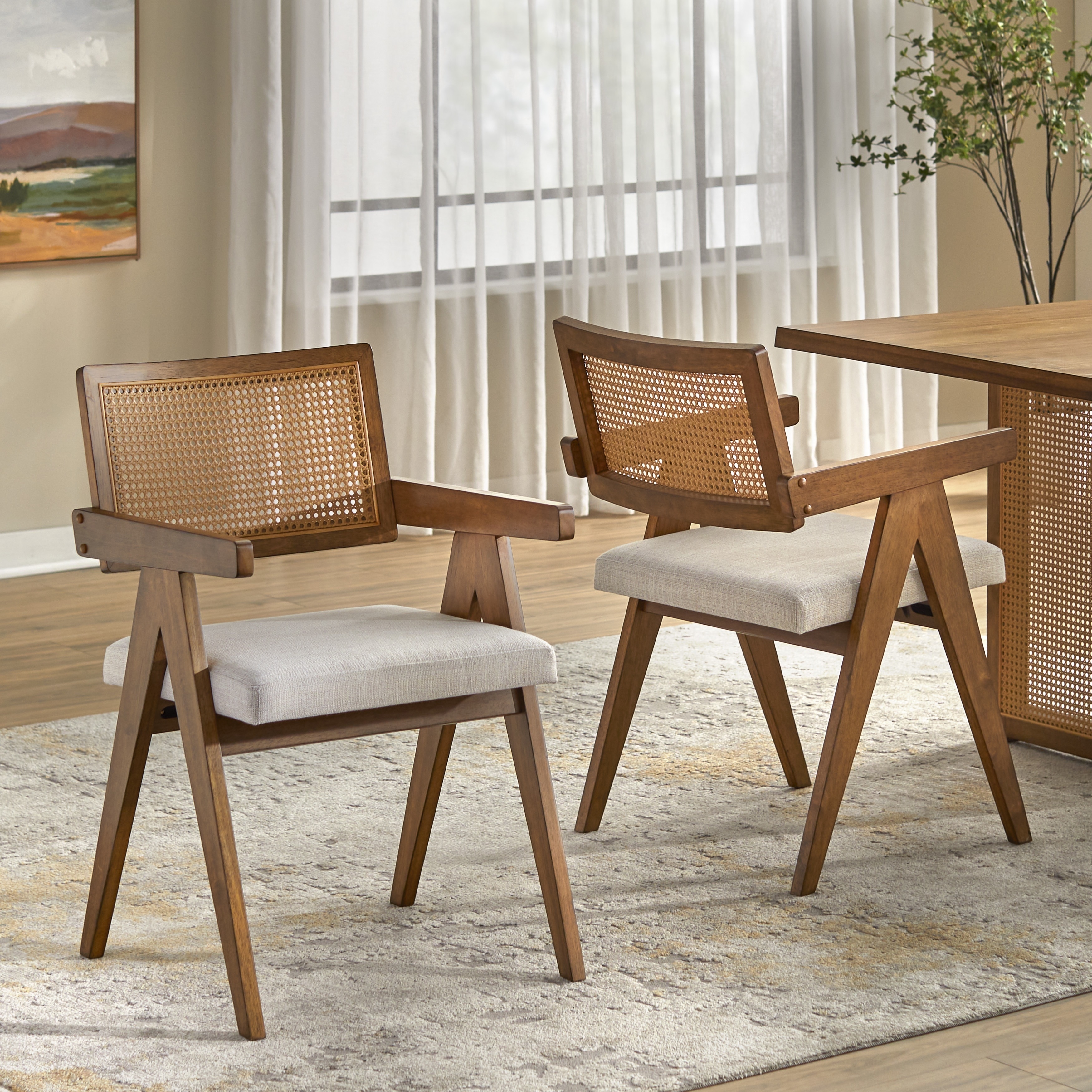 Lifestorey Felicity Solid Wood Dining Arm Chair (Set of 2)
